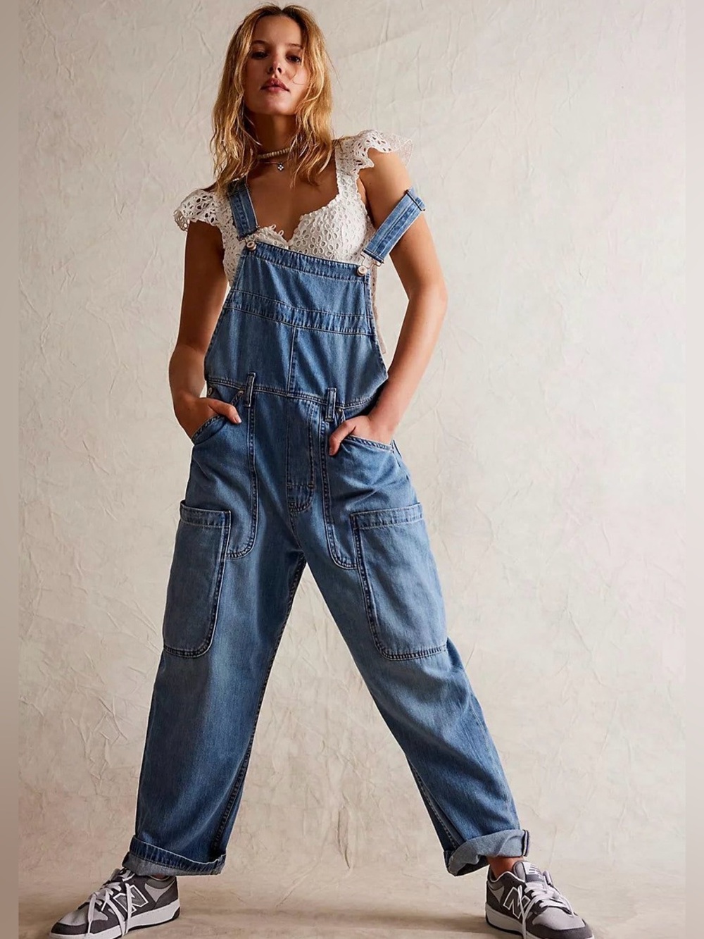 Free People "We The Free" Denim Overalls — Baggy Relaxed Fit